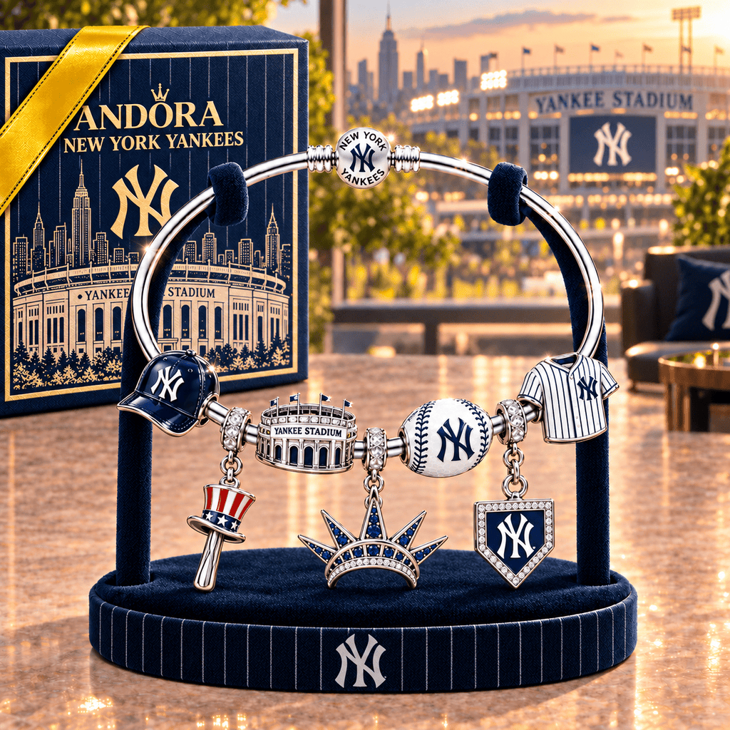 NYY Silver Charm Bracelet Set TMH